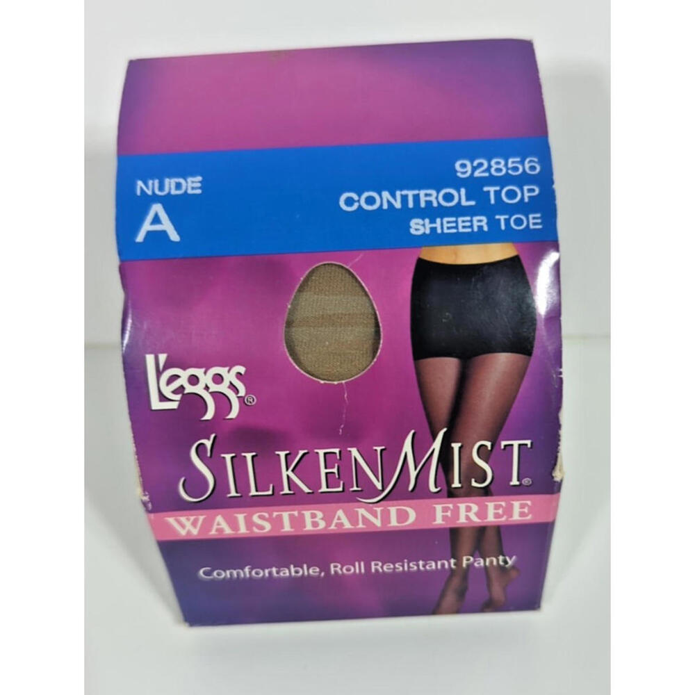 NIP Leggs Silken Mist Lace Panty Lace Top Pantyhose Sheer Toe Nude Size A 2008